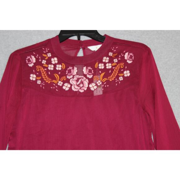 Charming Charlie Cottage Core Floral Embroidered LS Flowy top Boho Chic Small - Picture 3 of 9